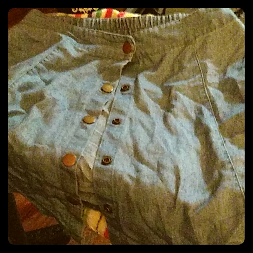 GB girls denim snap up front mini skirt